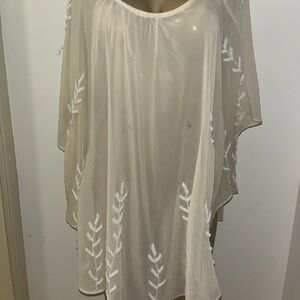Free people Ivory SheerCover-Up with Leaf beaded embellishments size S